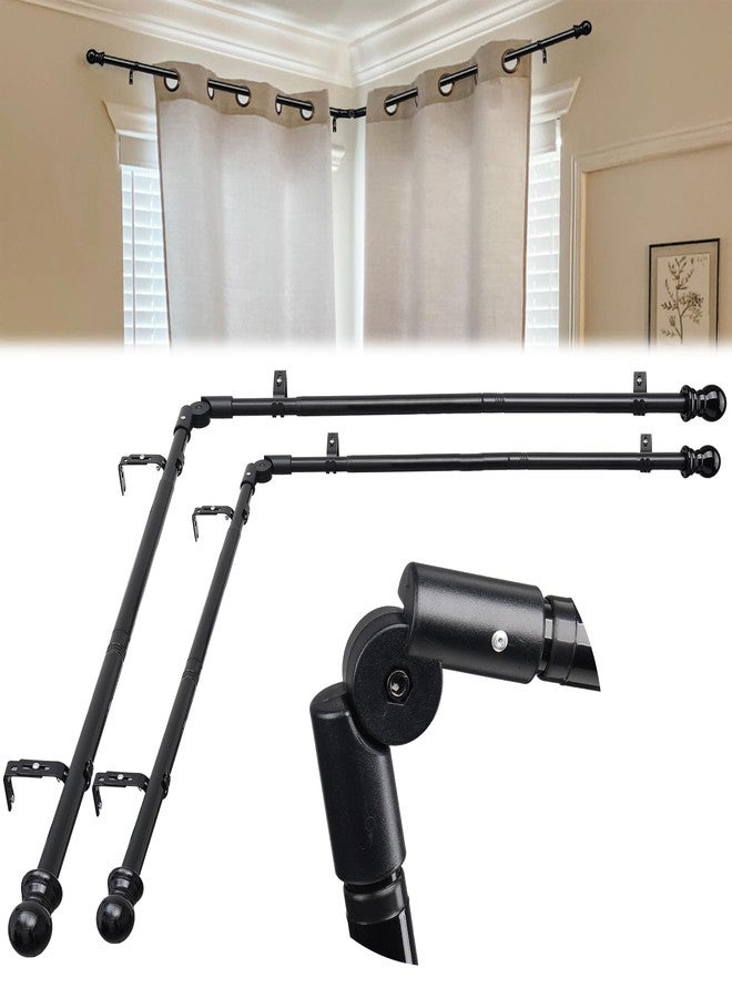 HOSKO 2PCS Corner Curtain Rod for Windows 30 to 136 Inches, 1 Inch Diameter Adjustable L Shaped Curtain Rod for Corner Window - Image 1